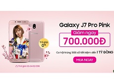 Galaxy J7 Pro Pink giảm giá 700.000đ, cơ hội trúng 1000 sổ tiết kiệm 1 tỷ đồng