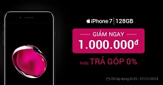 Giảm giá iPhone 7 128GB chính hãng tới 1 triệu đồng tại Viettel Store