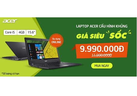 Laptop Acer Aspire A315-51-53ZL giá sốc chỉ 9.990.000 đồng, đặt online ngay