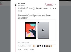 Rò rỉ thiết kế iPad mini 5, dự kiến ra mắt ngay nửa đầu năm 2019