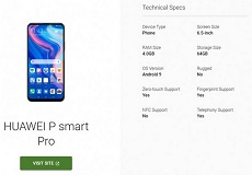 Rất nhiều thông tin về thông số Huawei P Smart Pro được Google hé lộ